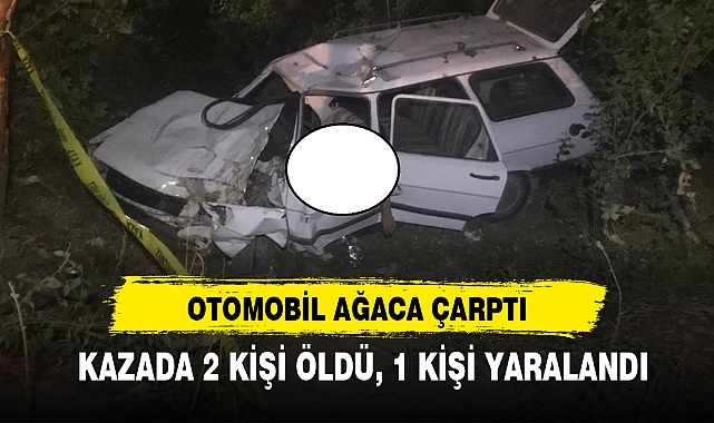 OTOMOBİL AĞACA ÇARPTI, 2 KİŞİ ÖLDÜ, 1 KİŞİ YARALANDI