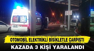 OTOMOBİL ELEKTRİKLİ BİSİKLETLE ÇARPIŞTI