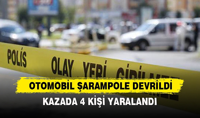 OTOMOBİL ŞARAMPOLE DEVRİLDİ