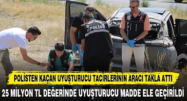 POLİSTEN KAÇAN UYUŞTURUCU TACİRLERİNİN ARACI TAKLA ATTI