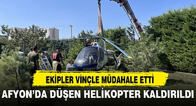 AFYON’DA DÜŞEN HELİKOPTER KALDIRILDI