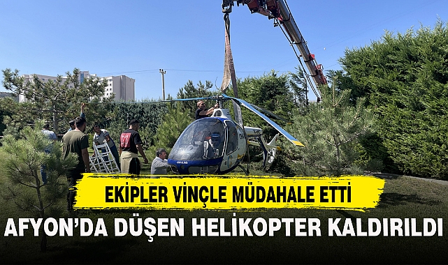 AFYON’DA DÜŞEN HELİKOPTER KALDIRILDI
