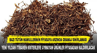 BAZI TÜTÜN MAMULLERİNİN PİYASAYA ARZINDA GRAMAJ SINIRLAMASI