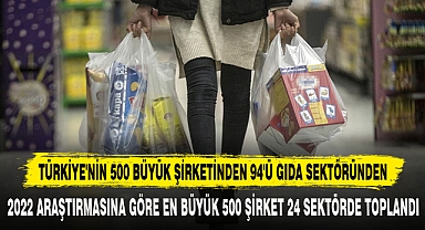 TÜRKİYE'NİN 500 BÜYÜK ŞİRKETİNDEN 94'Ü GIDA SEKTÖRÜNDEN