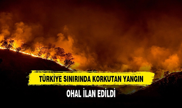 TÜRKİYE SINIRINDA KORKUTAN YANGIN