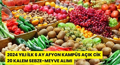 2024 YILI İLK 6 AY AFYON KAMPÜS AÇIK CİK 20 KALEM SEBZE-MEYVE ALIMI