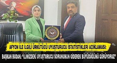 AFYON İLE İLGİLİ ÜRKÜTÜCÜ UYUŞTURUCU İSTATİSTİKLERİ AÇIKLAMASI: