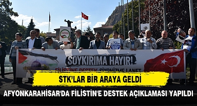 AFYONKARAHİSAR'DA FİLİSTİN'E DESTEK AÇIKLAMASI YAPILDI