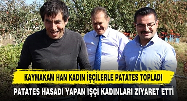 KAYMAKAM HAN KADIN İŞÇİLERLE PATATES TOPLADI