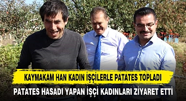 KAYMAKAM HAN KADIN İŞÇİLERLE PATATES TOPLADI