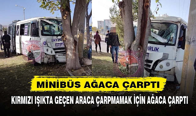 KIRMIZI IŞIKTA GEÇEN ARACA ÇARPMAMAK İÇİN AĞACA ÇARPTI