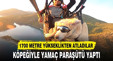 KÖPEĞİYLE YAMAÇ PARAŞÜTÜ YAPTI