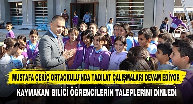 MUSTAFA ÇEKİÇ ORTAOKULU’NDA TADİLAT ÇALIŞMALARI DEVAM EDİYOR