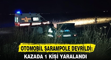 OTOMOBİL ŞARAMPOLE DEVRİLDİ:
