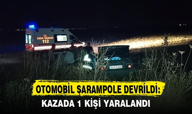 OTOMOBİL ŞARAMPOLE DEVRİLDİ: