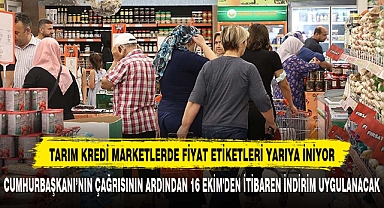 TARIM KREDİ MARKETLERDE FİYAT ETİKETLERİ YARIYA İNİYOR
