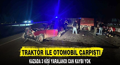 TRAKTÖR İLE OTOMOBİL ÇARPIŞTI