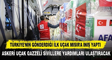 TÜRKİYE'NİN GÖNDERDİĞİ İLK UÇAK MISIR'A İNİŞ YAPTI