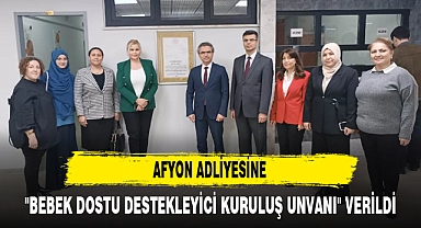 AFYON ADLİYESİNE "BEBEK DOSTU DESTEKLEYİCİ KURULUŞ UNVANI" VERİLDİ