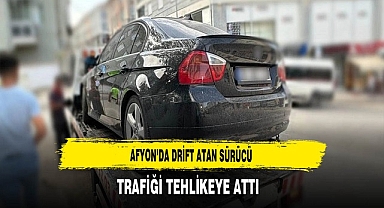 Afyon'da Drift Atan Sürücü Trafiği Tehlikeye Düşürdü