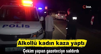 Alkollü kadın kaza yaptı