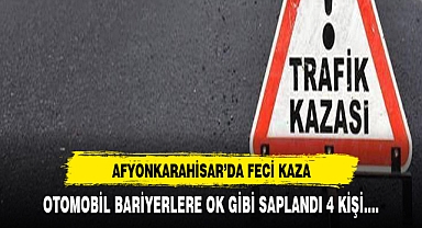 Bariyerlere çarpan otomobilde 4 kişi yaralandı