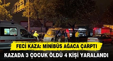 Feci Kaza: Minibüs Ağaca Çarptı
