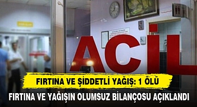 Fırtına Ve Şiddetli Yağış: 1 Ölü