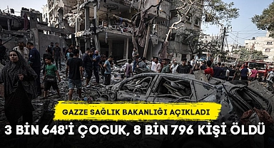 İSRAİL'İN GAZZE'YE SALDIRILARINDA 3 BİN 648'İ ÇOCUK 8 BİN 796 KİŞİ ÖLDÜ