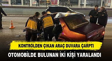 KONTROLDEN ÇIKAN ARAÇ DUVARA ÇARPTI