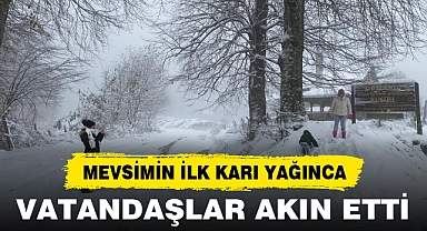 MEVSİMİN İLK KARI YAĞINCA VATANDAŞLAR AKIN ETTİ