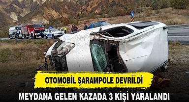 OTOMOBİL ŞARAMPOLE DEVRİLDİ