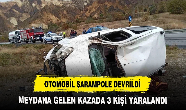 OTOMOBİL ŞARAMPOLE DEVRİLDİ