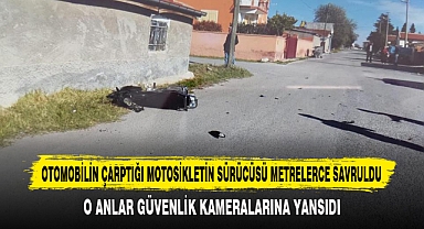 Otomobilin Çarptığı Motosikletin Sürücüsü Metrelerce Savruldu