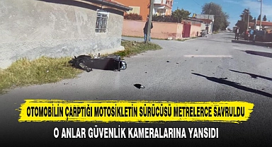 Otomobilin Çarptığı Motosikletin Sürücüsü Metrelerce Savruldu