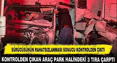 SÜRÜCÜSÜNÜN RAHATSIZLANMASI SONUCU KONTROLDEN ÇIKTI