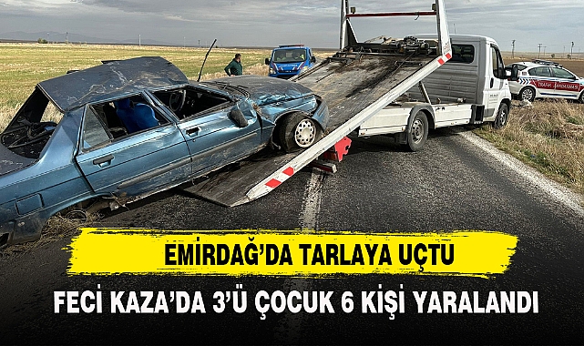 TARLAYA GİREN OTOMOBİLDE 3' Ü ÇOCUK 6 KİŞİ YARALANDI