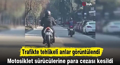 Trafikte tehlikeli anlar görüntülendi