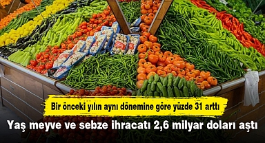 Yaş meyve ve sebze ihracatı 2,6 milyar doları aştı