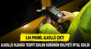 0.84 PROMİL ALKOLLÜ ÇIKTI