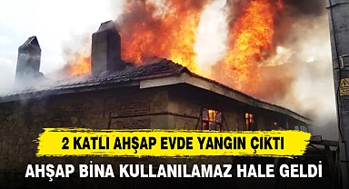 2 Katlı Ahşap Evde Yangın Çıktı