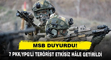 7 PKK/YPG'li Terörist Etkisiz Hâle Getirildi
