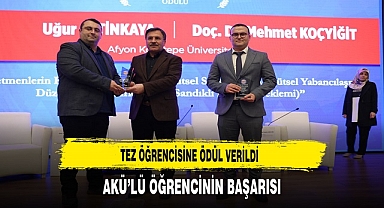 AKÜ'lü Tez Öğrencisi Ödüllendirildi.
