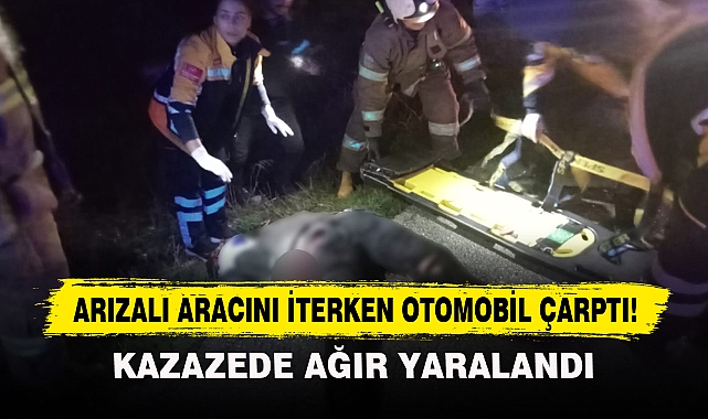 Arızalı Aracını İterken Otomobil Çarptı!