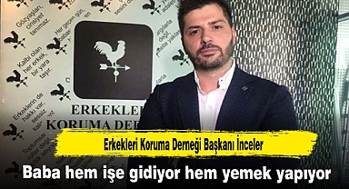 Baba hem işe gidiyor hem yemek yapıyor.