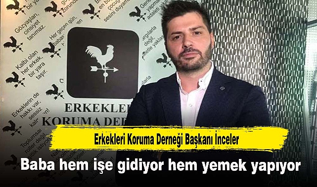 Baba hem işe gidiyor hem yemek yapıyor.