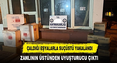 ÇALDIĞI EŞYALARLA SUÇÜSTÜ YAKALANDI