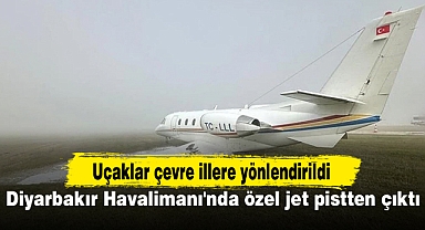 Diyarbakır Havalimanı'nda özel jet pistten çıktı