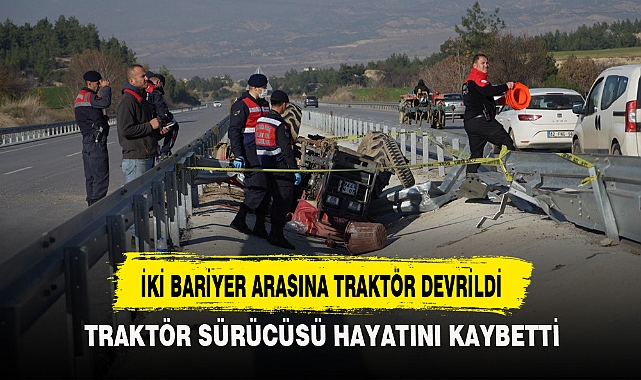 İKİ BARİYER ARASINA TRAKTÖR DEVRİLDİ