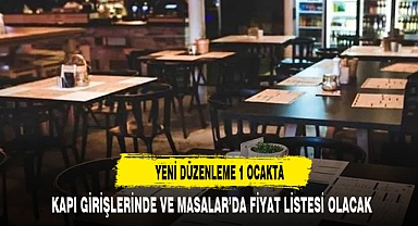 KAPI GİRİŞLERİNDE VE MASALARDA FİYAT LİSTESİ OLACAK